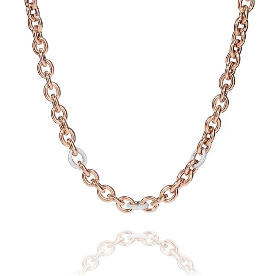 Carlton - Halsband Klassisk Design 18 Karat Rose Guld Forgyllt Silver Med Zirkonia Stenar 50 Cm | CHROS New