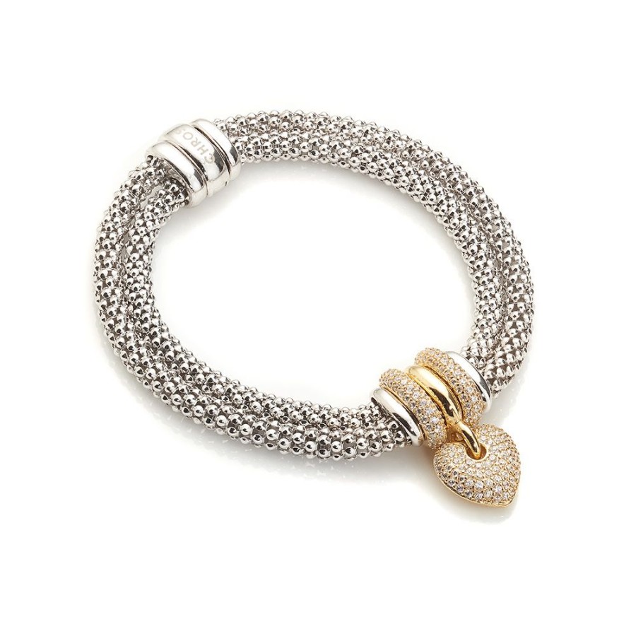 Love Actually - Armband I Rhodierat Silver Med Guld Forgyllt Hjarta Och Mikroinfattade Zirkonia Stenar 18,5 Cm | CHROS New