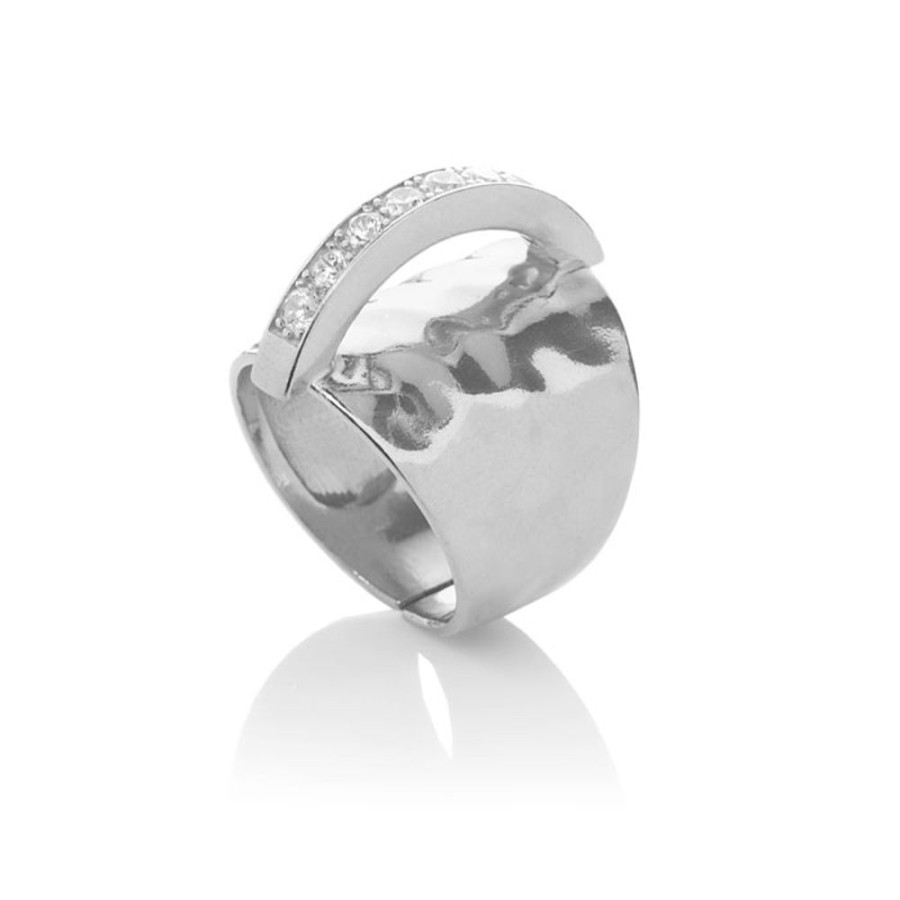 Bridge Of Love - Ring I Rhodierat Silver Med Zirkonia Stenar -Oppen Modell | CHROS Best