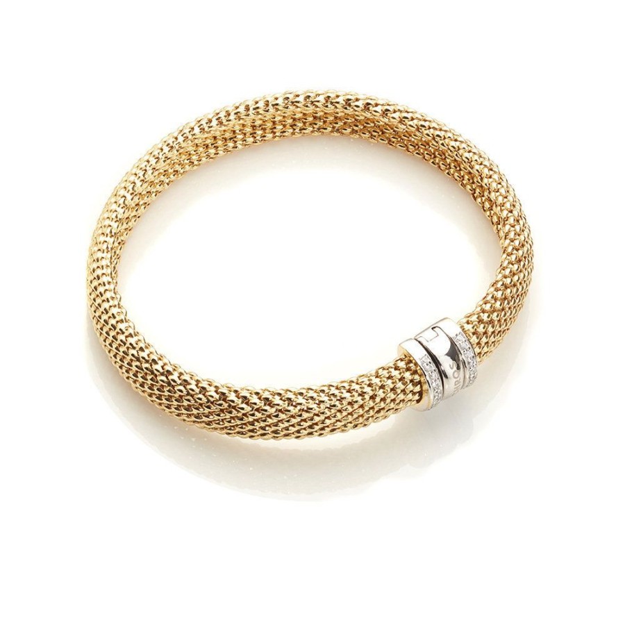 Abstract - Armband I 18 Karat Guld Forgyllt Silver Och Zirkonia Stenar 18 Cm | CHROS Online