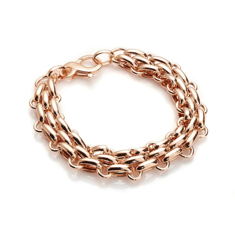 Hollow Corridor - Armband Klassisk Lank I 18 Karat Rose Guld Forgyllt Silver 18,5 Cm | CHROS Hot