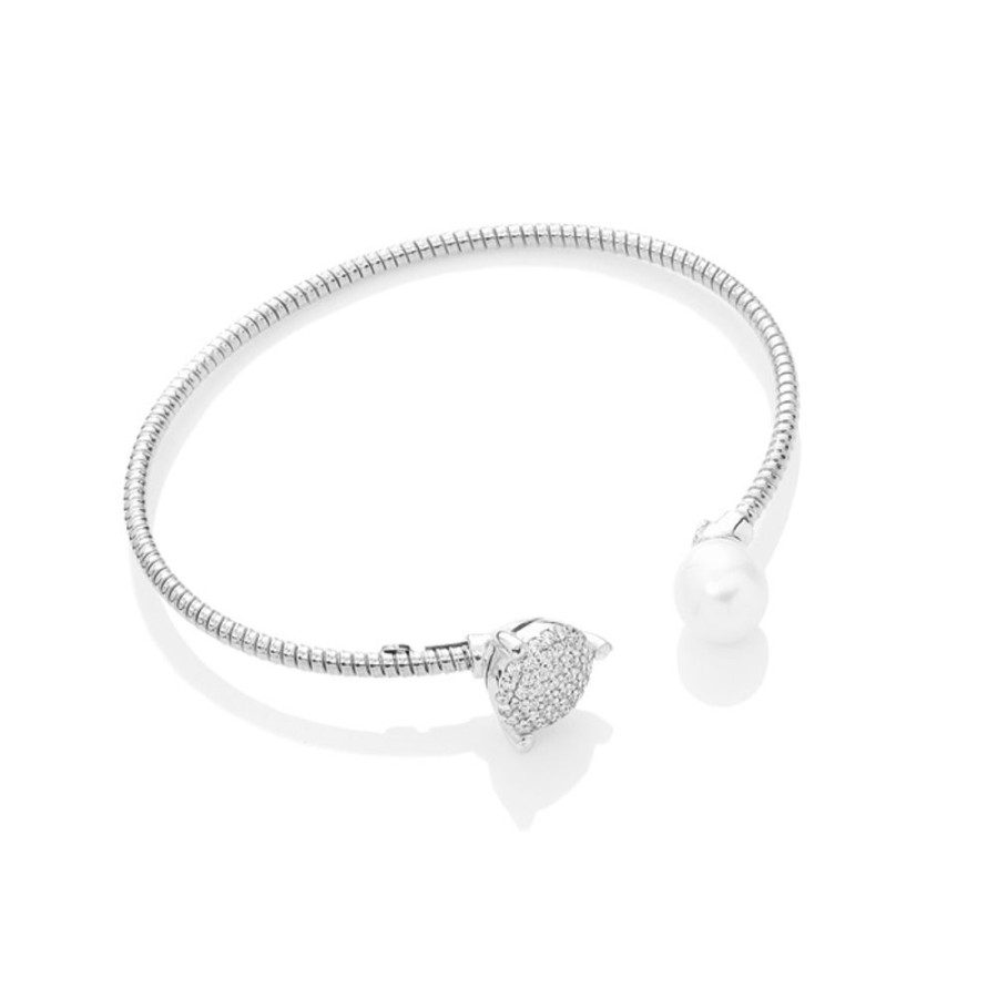 Paris Bangle - Armband I Rhodierat Silver Med Sotvattensparla Och Zirkonia Stenar | CHROS Clearance