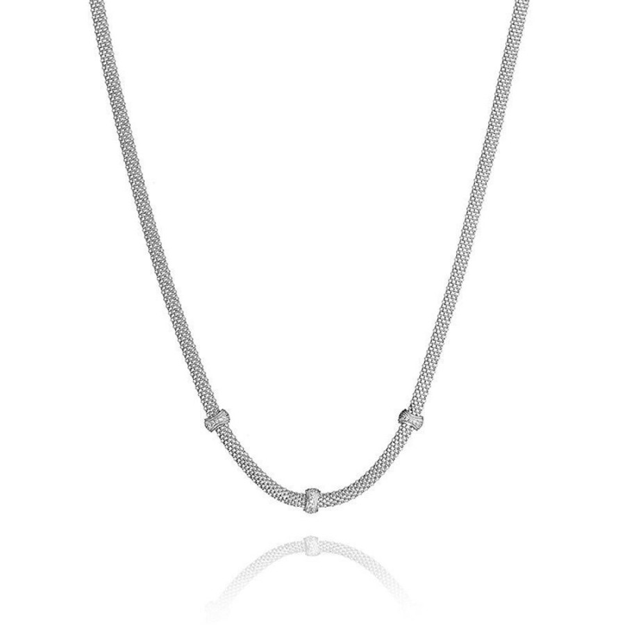 Ava - Halsband I Flatat Rhodierat Silver Med Zirkonia Stenar 45 Cm | CHROS Online