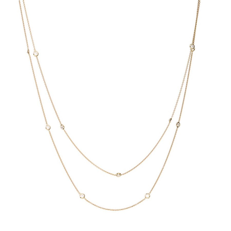 Alice - Halsband I 18 Karat Guld Forgyllt Silver Med Vackra Zirkonia Stenar 90 Cm | CHROS Clearance