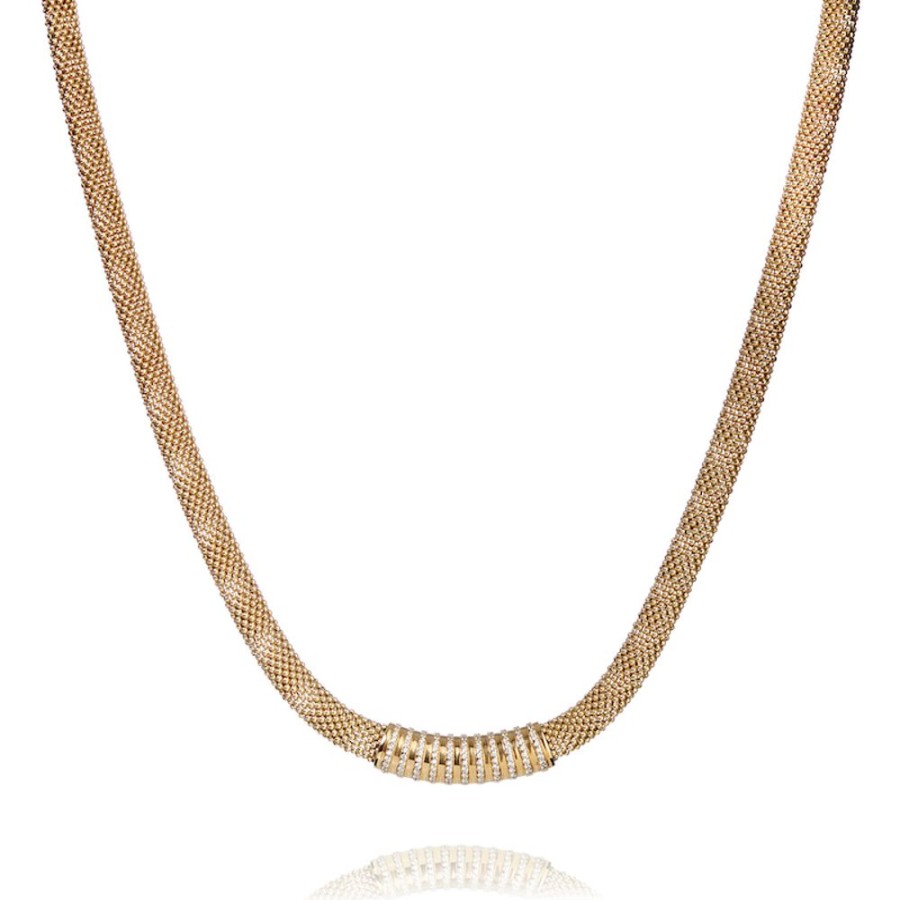 Garbo - Exklusivt Halsband I Flatat 18 Karat Guld Forgyllt Silver Med Zirkon Stenar 45 Cm | CHROS Online