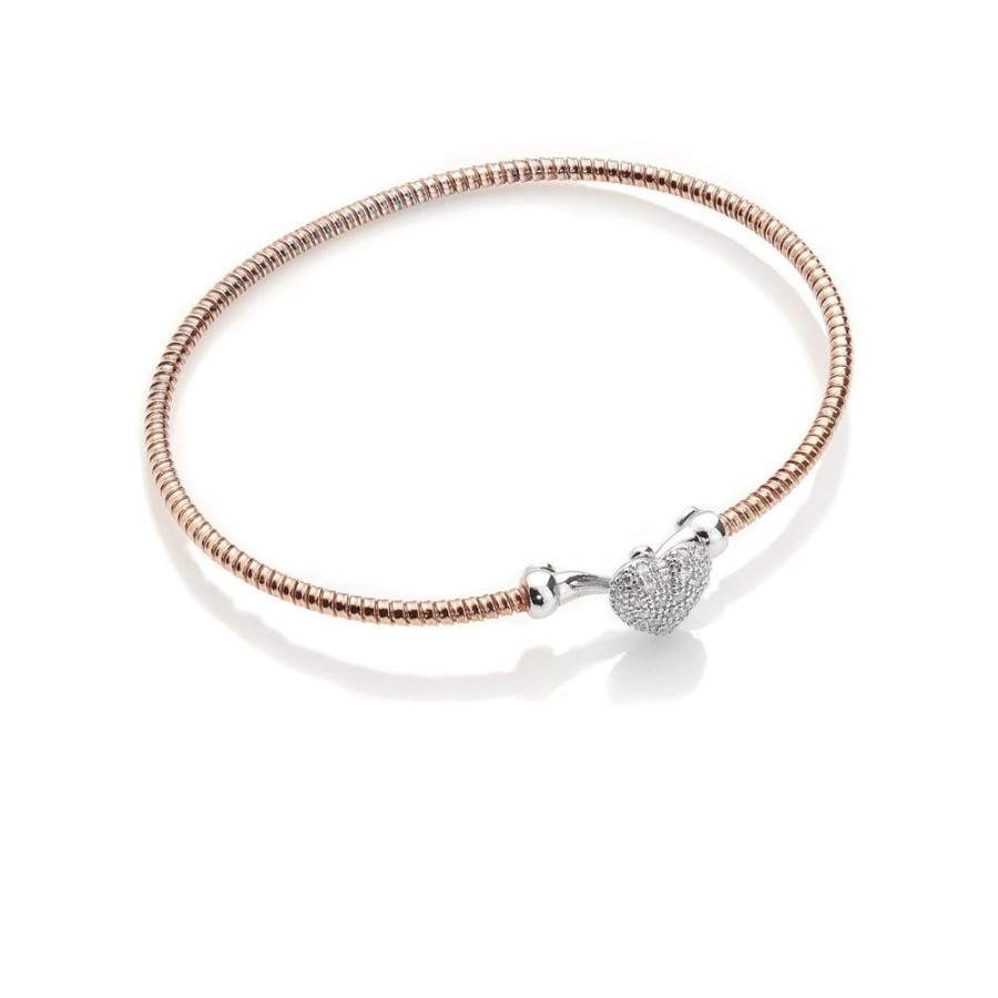 Bound By Love - Armband 18 Karat Rose Guld Forgyllt Silver Med Hjarta Mikro Infattade Zirkonia Stenar One Size | CHROS Clearance