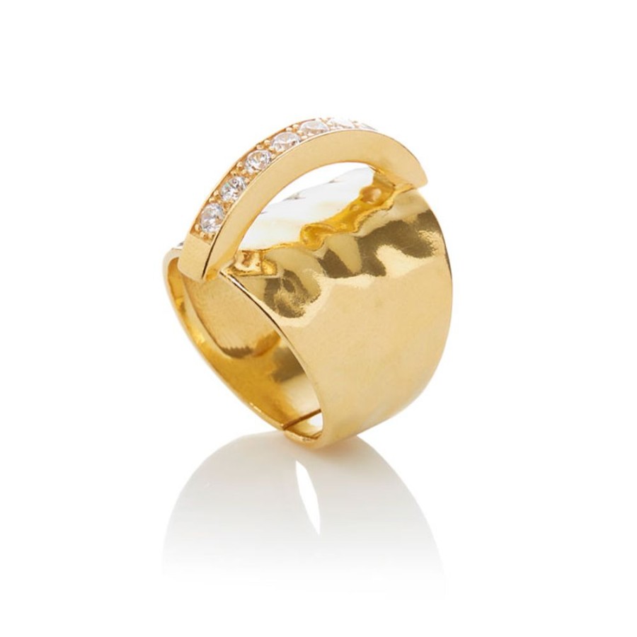 Bridge Of Love - Ring I 18 Karat Guld Forgyllt Silver Och Zirkonia Stenar Oppen Modell | CHROS Clearance