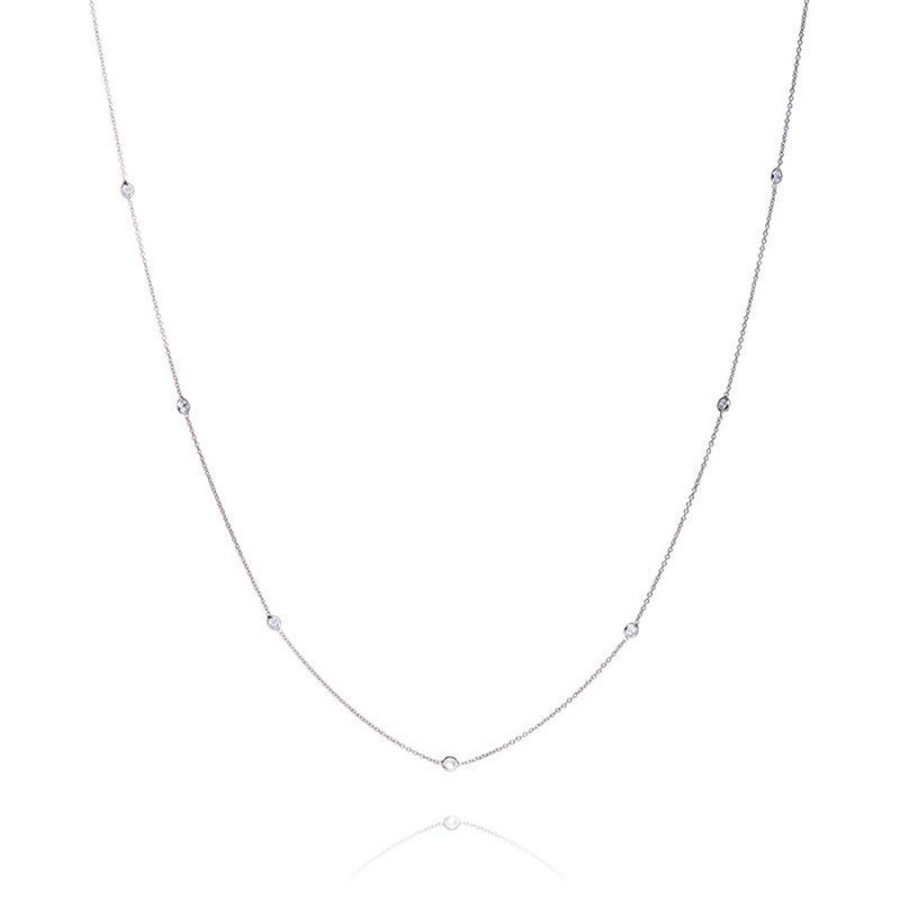 Alice - Halsband I Rhodierat Silver Med Vackra Zirkonia Stenar 90 Cm | CHROS Online