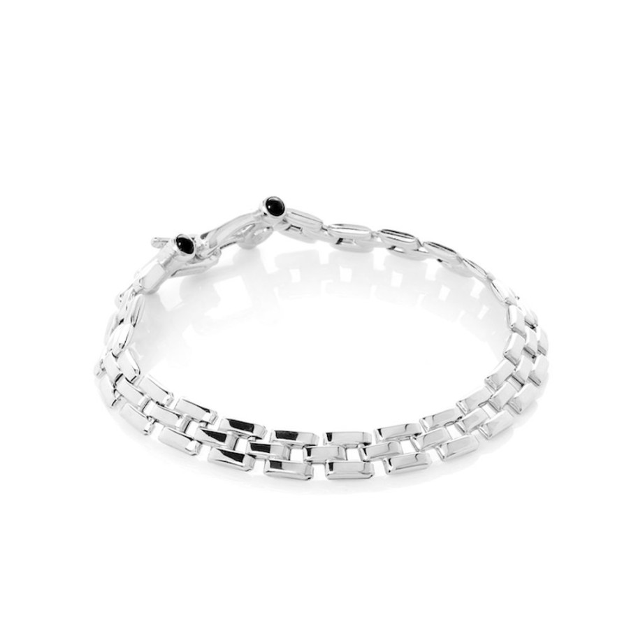 Gabrielle - Armband Klassisk Korridor I Rhodierat Silver Med Onyx Stenar 18,5 Cm | CHROS Online