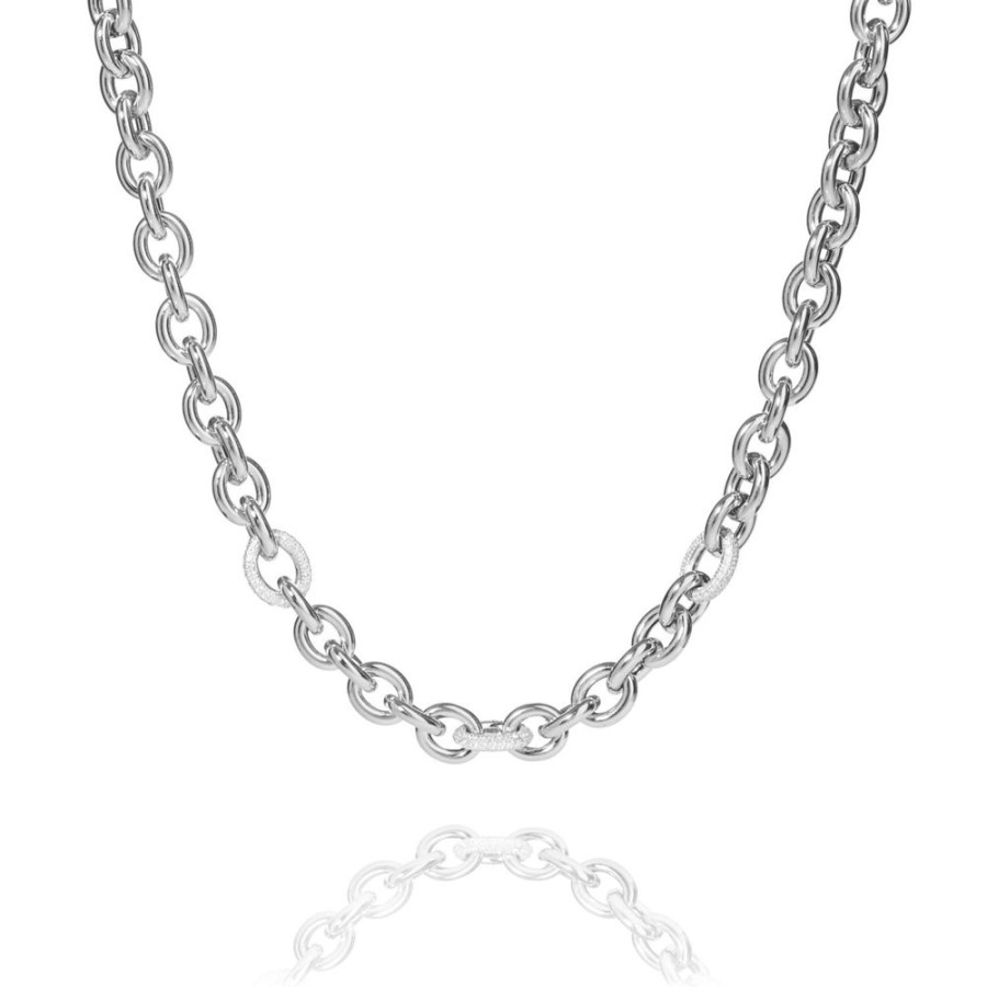 Carlton - Halsband Klassisk Design I Rhodierat Silver Med Zirkonia Stenar 50 Cm | CHROS Clearance