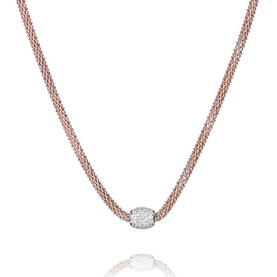 Rio - Halsband I 18 Karat Rose Guld Forgyllt Silver Med Zirkonia Stenar 50 Cm | CHROS Clearance