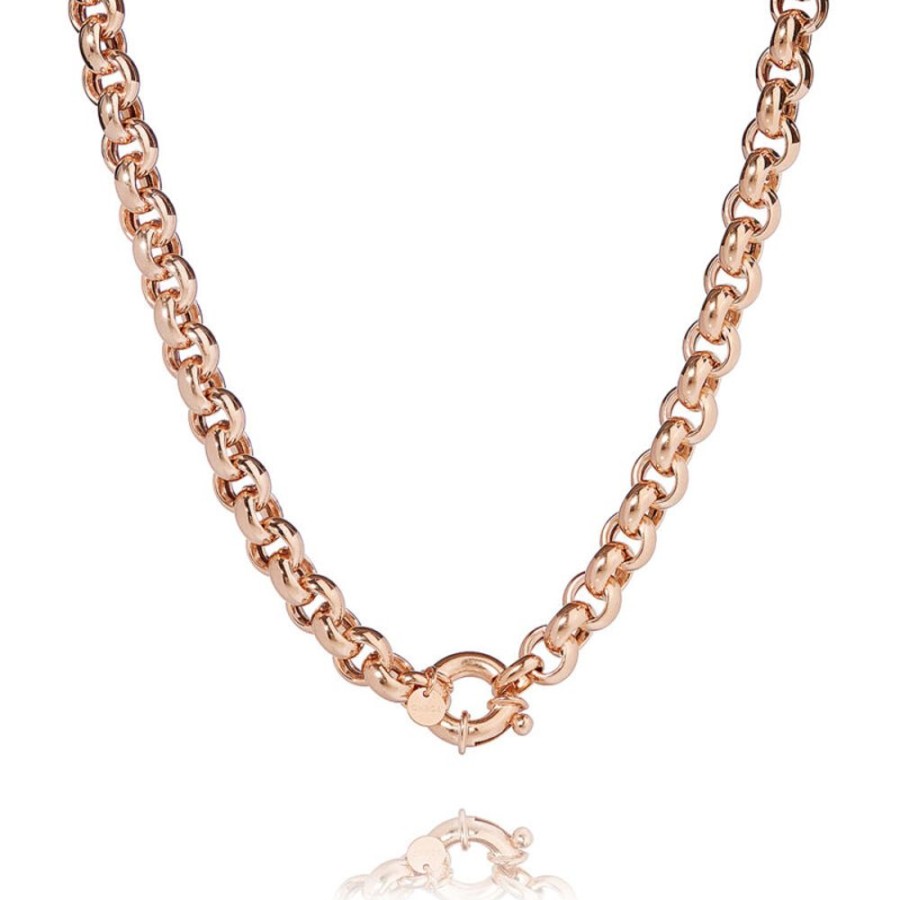 The One - Halsband Klassisk Modell I 18 Karat Rose Guld Forgyllt Silver 50 Cm | CHROS Best