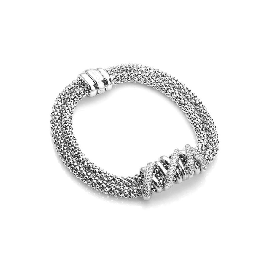 Twisted - Armband Feminin Design I Rhodierat Silver Med Zirkonia Stenar 18 Cm | CHROS Wholesale