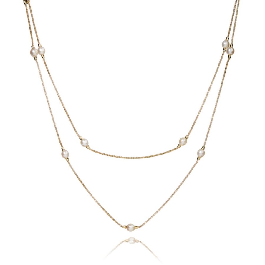 Coco - Halsband I 18 Karat Guld Forgyllt Silver Med Sotvattensparlor 70 Cm | CHROS Online