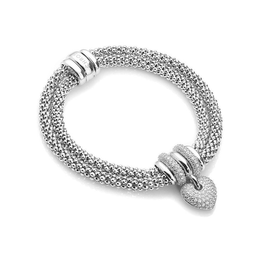 Love Actually - Armband I Rhodierat Silver Med Mikroinfattade Zirkonia Stenar I Ett Hjarta 18,5 Cm | CHROS New