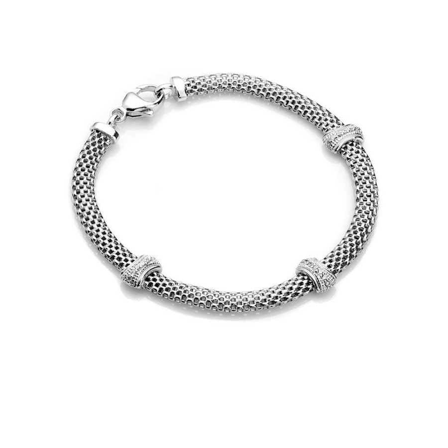 Ava - Armband I Flatat Rhodierat Silver Med Zirkonia Stenar 18 Cm | CHROS Wholesale