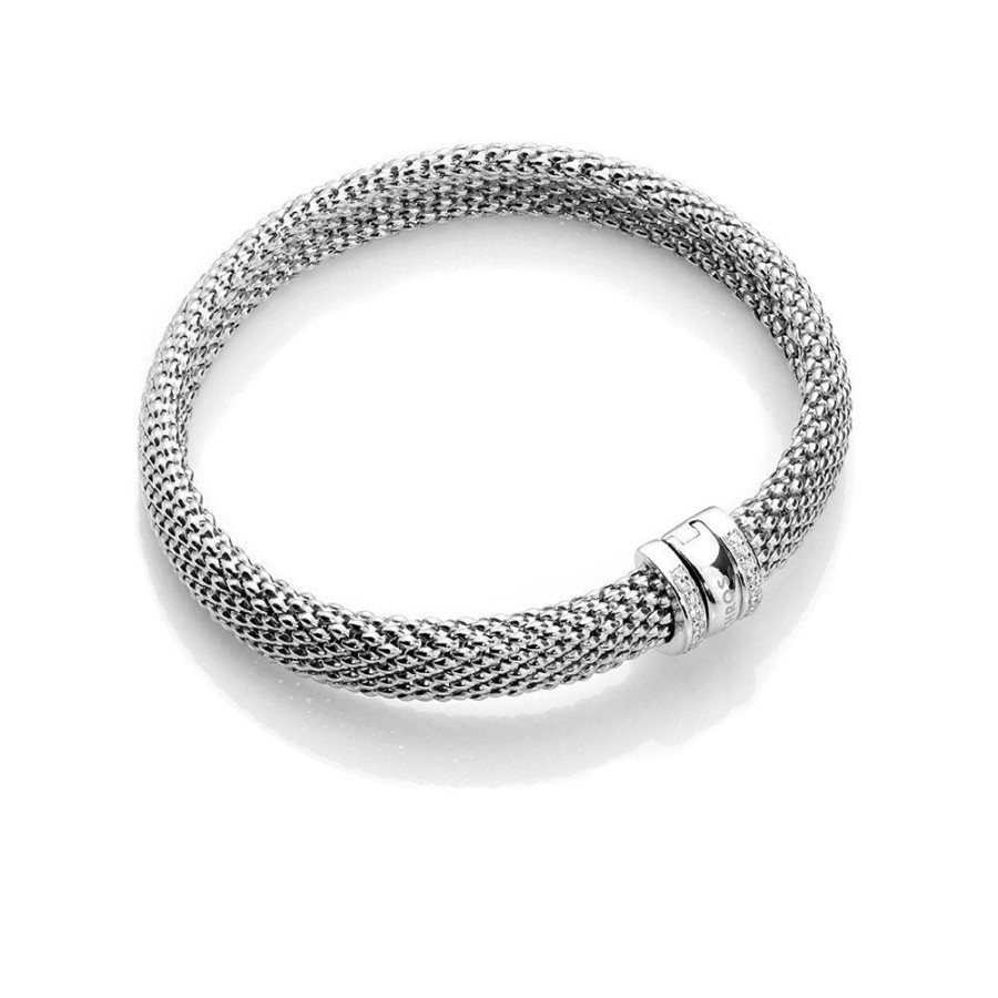 Abstract - Armband I Rhodierat Silver Och Zirkonia Stenar 18 Cm | CHROS Online