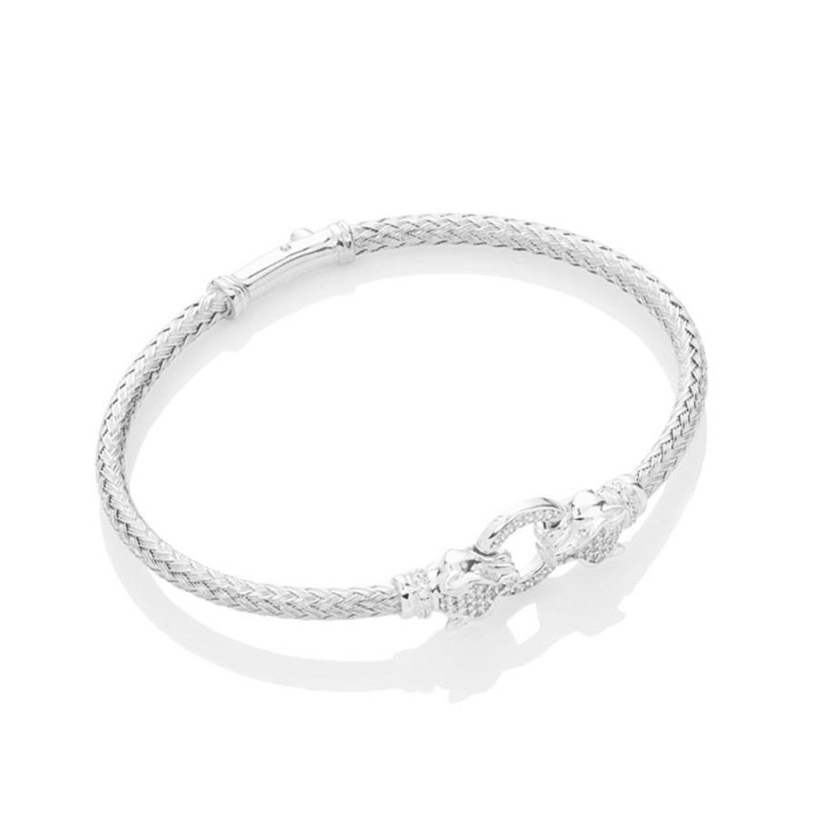 Monaco Mini Bangle - Armband I Rhodierat Silver Panterhuvuden Och Zirkonia Stenar One Size | CHROS Online