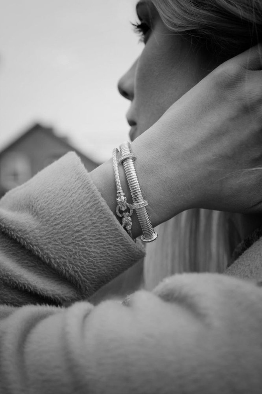 Monaco Mini Bangle - Armband I Rhodierat Silver Panterhuvuden Och Zirkonia Stenar One Size | CHROS Online