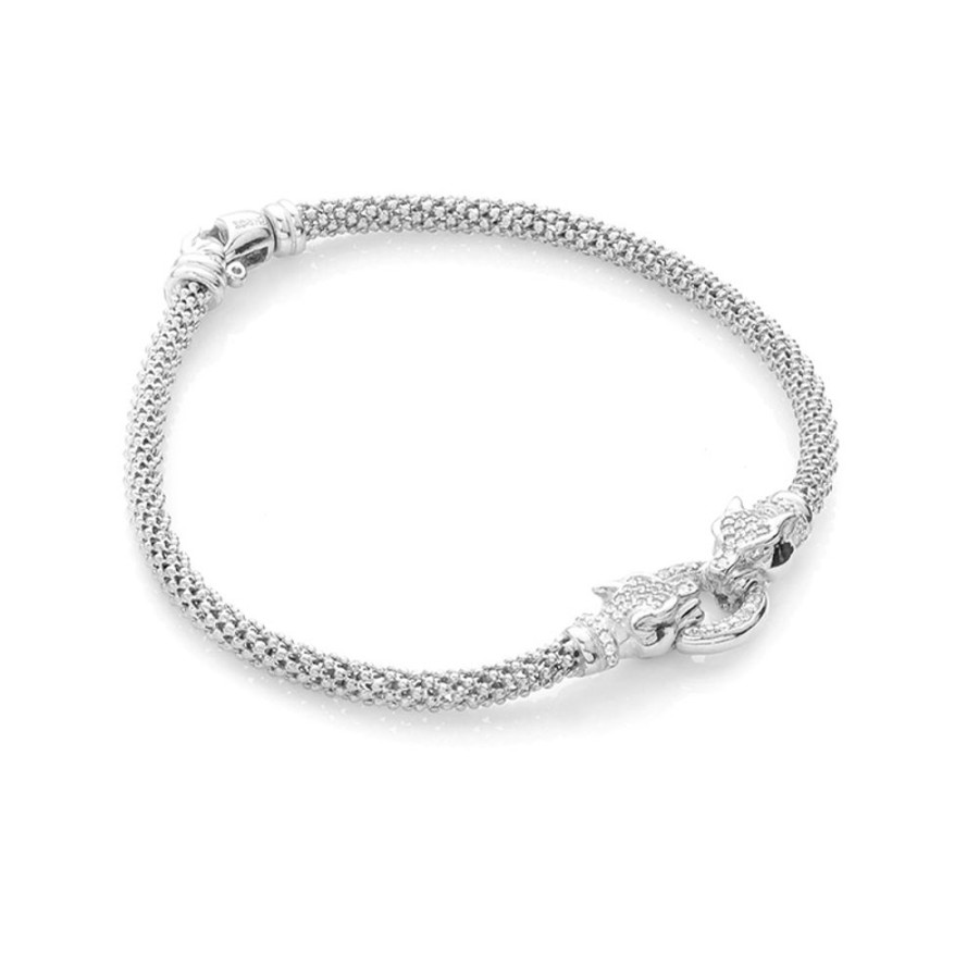 Monaco Mini - Armband I Rhodierat Silver Med Panterhuvuden Og Zirkonia Stenar 18 Cm | CHROS Wholesale